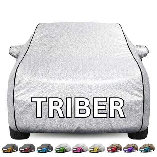 Image of Kayme Premium Silver Triber Car Cover Waterproof for (All Models & Variants - Petrol, Diesel, CNG & EV) |Speacially Custom Fit with Mirror Pockets |All-Weather Protection - Outdoor Car Body Cover