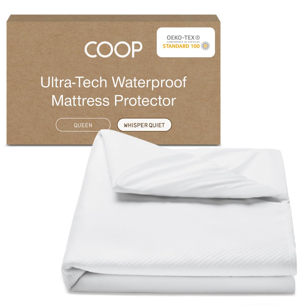 Coop Home Goods Ultra Tech Waterproof Mattress Protector Queen, Smooth Top Mattress Pad, Waterproof Mattress Cover, 18" Deep, Machine Washable Mattress Topper, Noiseless Comfort (60x80)