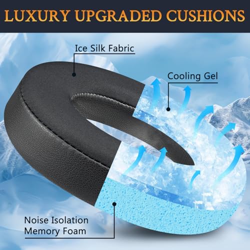 Image of SOULWIT Cooling Gel Earpads Replacement for Sennheiser HDB 630 /Momentum 5 /Momentum 4 Wireless Headphones, Ear Pads Cushions with Breathable Ice Silk Fabric - Black