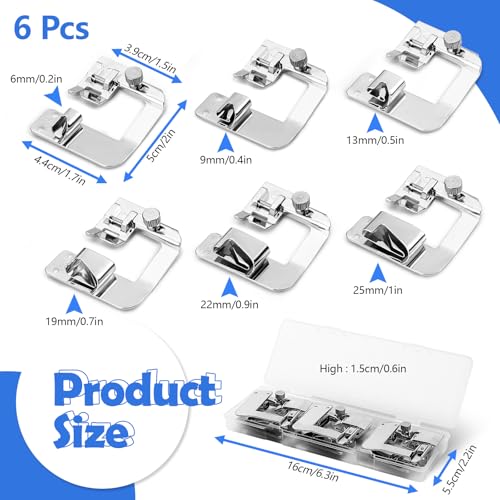 6 Pies Prensatelas para Dobladillo Enrollado 6mm a 25mm miniatura 2