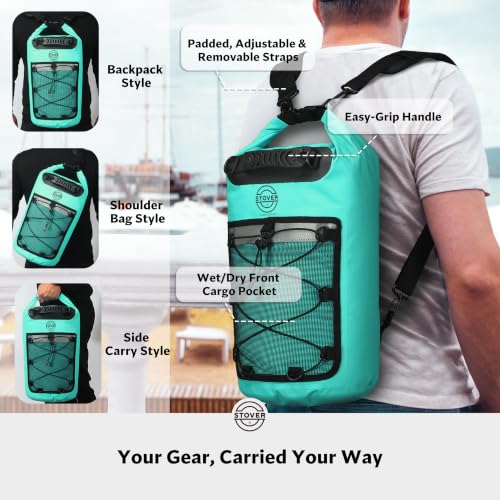 Image of 5 /10 /25 /30 /40L Waterproof Dry Bag & Phone Case - Large Floating Dry Backpack for Kayaking, Travel, Hiking, Fishing, Camping, Motorcycles & Beach, Heavy-Duty Roll Top Men /Women (Teal)