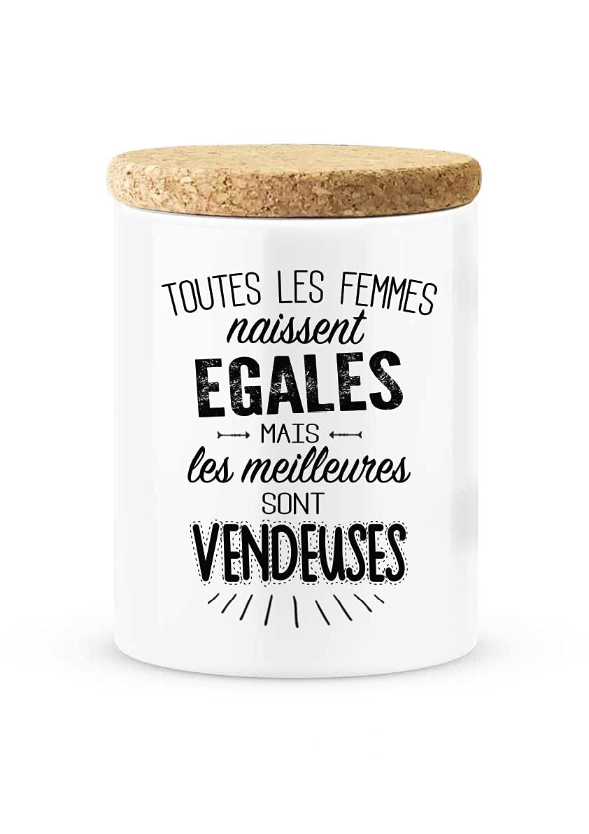 Youdesign FR 2106 Ceramic Pot with Cork Lid with Printed Quote "Les Meilleures Are Selleries" (French Language)