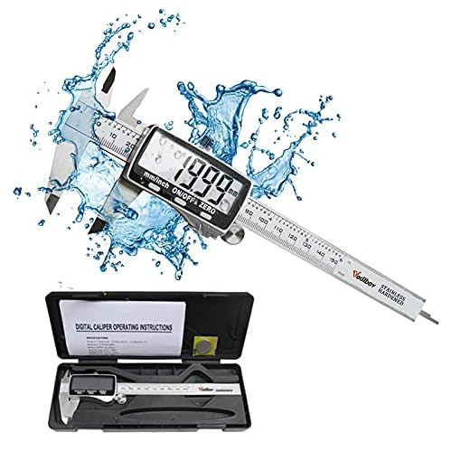 Pie de Rey Digital,Vodlbov Calibre Digital 150mm/6Pulgadas de Acero Inoxidable,calibrador Micrómetro con gran pantalla LCD,Profesional Medición de Diámetro Interior,Exterior,Profundidad y Escalera