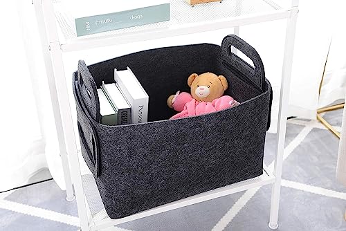 Image of Renva Felt Storage Basket for Organizing, Large Fabric Collapsible Storage Bins with Handles, Foldable Storage Basket Bins, Perfect for Shelves, Closet, Books, Clothes Organizing (1, Black)