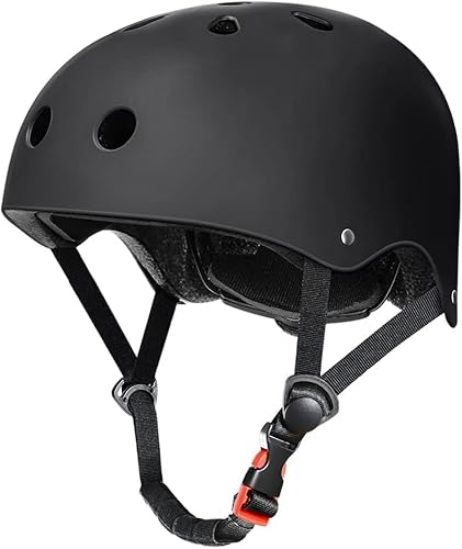 KIRLI Skateboard Helmet - Lightweight, Adjustable & Ventilated Helmet for Scooter, Roller Skate, Inline Skate (Black, Large)