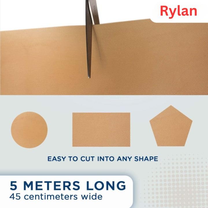 Image of Rylan (45 cm x 5 m) Multipurpose Anti-Slip Mat, Sheet for Fridge, Kitchens, Cupboard, Drawers, Shelf Liner | Super Strong EVA, Water Resistant (Diamond Texture, Beige)