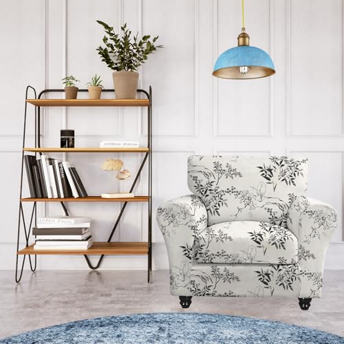 FUANGUI-2-Piece-Chair-Covers-Stretch-Arm-Covers-Chair-Couch-Covers-Armchair-Slipcover-with-Separate-Chair-Cushion-Cover-Floral-Washable-Chair-Protector-for-Living-Room-Armchair-Ink-Pattern FUANGUI 2 Piece Chair Covers Stretch Arm Covers Chair Couch Covers Armchair Slipcover with Separate Chair Cushion Cover Floral Washable Chair Protector for Living Room Armchair Ink Pattern