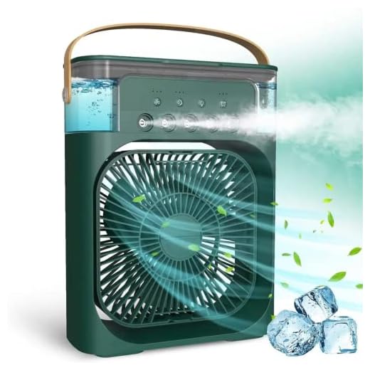 HANGAR TREZE Ventilador Portátil de Mesa Mini Ar Condicionado Umidificador Climatizador Pode Colocar Gelo Luz Led (Verde)