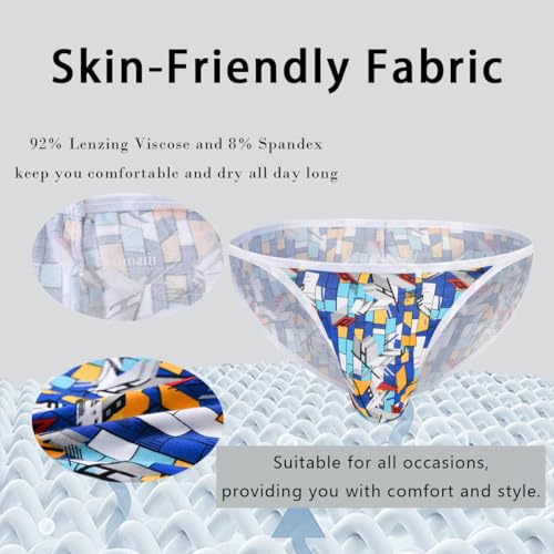 JINSHI Men's Briefs Cotton Underwear Cartoon Print Low Rise Tagless Briefs4