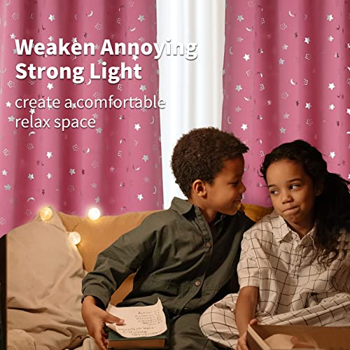 image for BGment Pink Blackout Curtains 63 Inch Length, Nursery Curtains for Gir