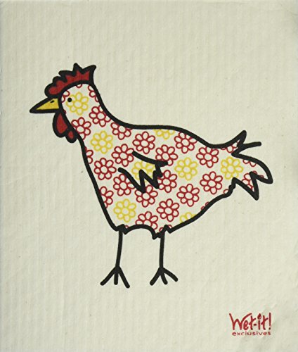 Swedish Treasures Wet-it! Cleaning Cloth, Flowered Chicken, Super Absorbent, Reusable, Biodegradable, All-purpose
