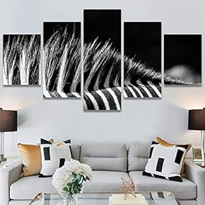 SIGNWIN 5 Panel Canvas Wall Art Animals Black...