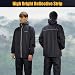 LAMA Regenanzug (Regenjacke + Regenhose) Damen Herren, Reflektierender Regenanzüge wasserdichte Kapuzenjacke, Atmungsaktive Regenjacke Regenhose, Raincoat Rainwear mit Kapuze Kapuzenjacke Schwarz XL