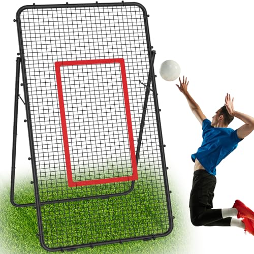 Verstellbares Volleyball Rebounder Netz Volleyball-Trainingsgerät mit Schlagzone für Schlagen Servieren Passen Spike-Übung Rücksprungnetz für Baseball Lacrosse Tennis Fußball 2 2 x 1 2 m