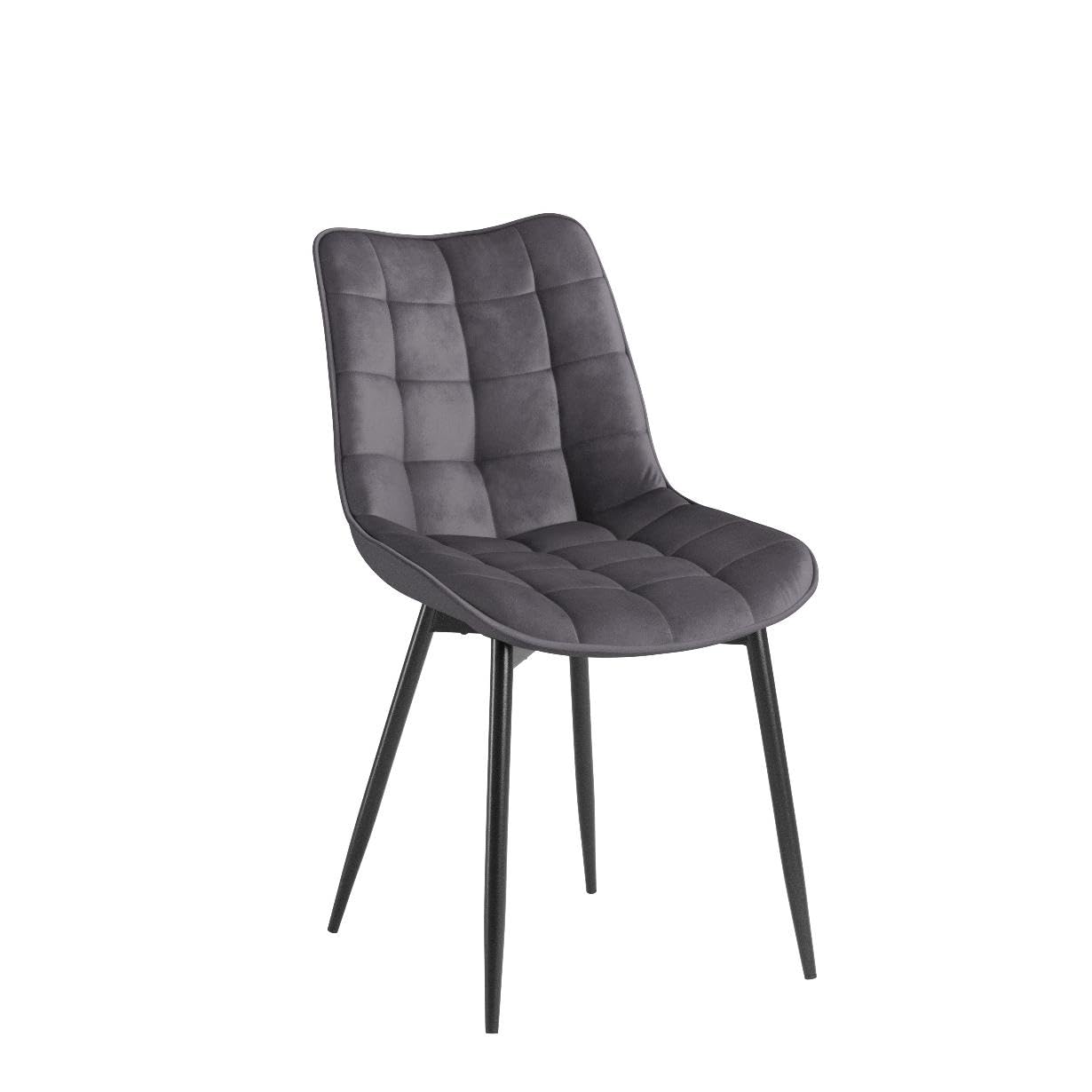 WOLTU Esszimmerstühle 2er Set, für Wohnzimmer Küche Esszimmer, Küchenstühle gepolstert mit Rückenlehne, Sitzfläche aus Samt, mit Metallbeinen, bis 150 kg belastbar,Dunkelgrau