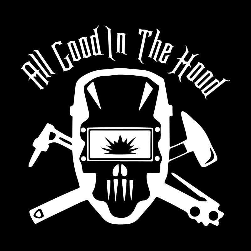 All Good in The Hood Welding NOK Decal Vinyl Sticker |Cars Trucks Vans Walls Laptop| White |5.5 x 5.3 in|NOK1904