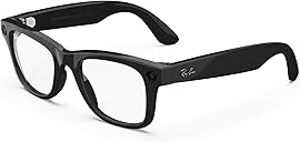 Meta Ray-Ban Meta (Gen 1), Wayfarer, Shiny Black | Smart AI Glasses for Men, Women — 12 MP Ultra-Wide Camera, Open-Ear Speakers for Audio, Video Recording and Bluetooth — Clear Lenses — Wearable Technology