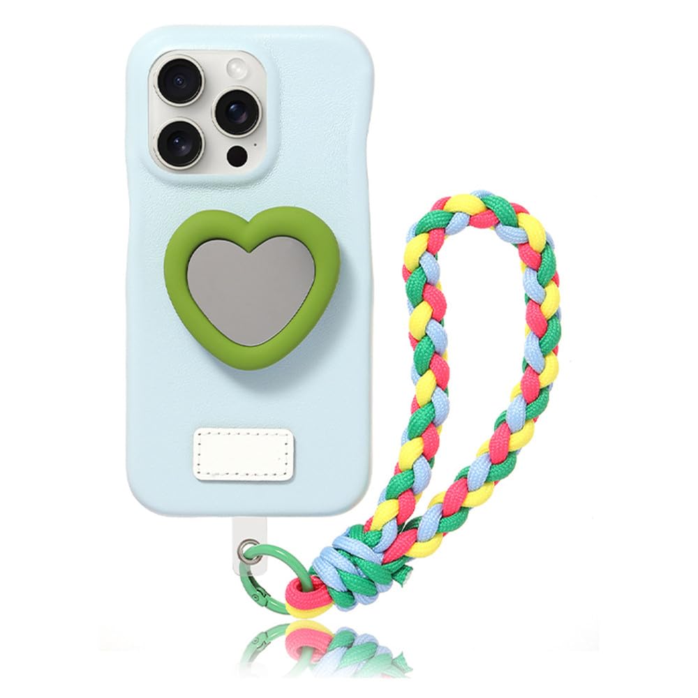 Coque silicone souple iPhone 15 14 13 Pro Max avec support miroir cœur - 5