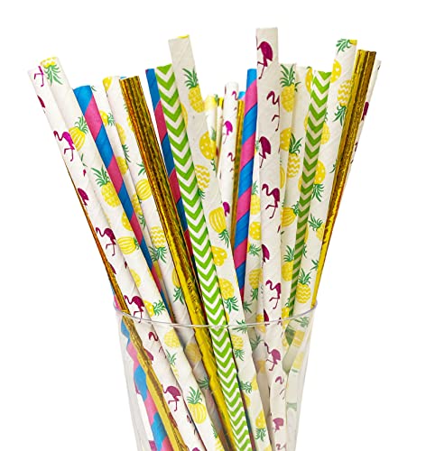 Charmed Hawaiian Luau party paper straw set of 125 straws