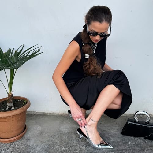 Image of JENN ARDOR Slingback Heels for Women Low Heels Dress Shoes Kitten Pumps Dressy Heeled Sandals Wide Width Fashion Casual Shoes