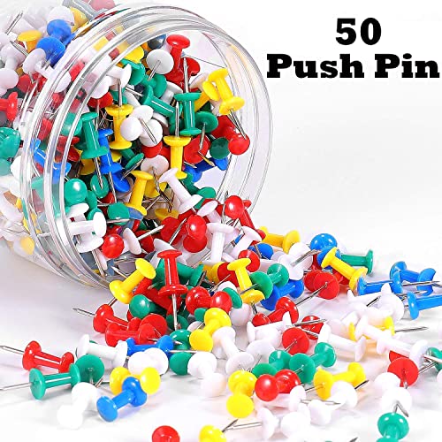 Image of Eduway 50 - Piece Decorative Multicolor Push Pins, Board Pins,Thumb Pins, Tracks & Pins Gem Pins for Notice, Bulletin, & Display Boards etc. | Ideal for Office, Home, School & Kids