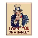 Uncle Sam 'I Want You On a Harley' Funny Quotes Wall Art Print - Vintage Biker Poster for Home, Bedroom, Garage, Man Cave or Office - 8x10 Unframed Funny Harley Decor for Motorcycle Lovers