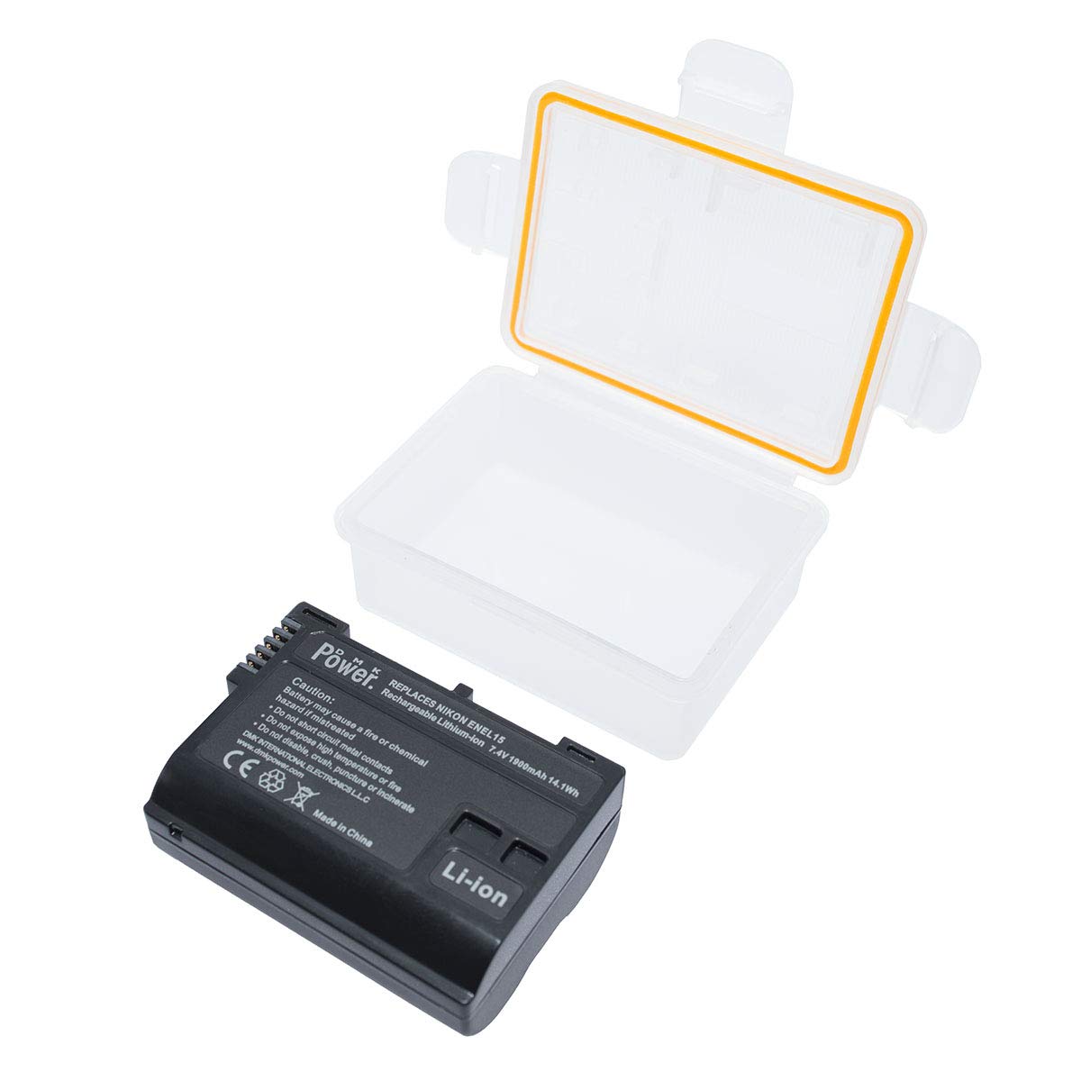 DMK Power EN-EL15 2250mAh (1) Battery and (1) Battery Box Compatible with Nikon D600 D610 D800 D810 D7000 D750 Etc Cameras