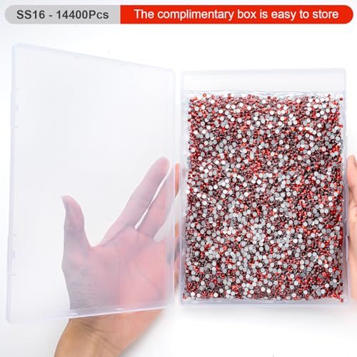 Image of Flatback Rhinestones Bulk, 14400PCS Lt.siam Rhinestones for Clothes DIY Decoration Crafts, Lt.siam, SS16, 3.8-4.0mm