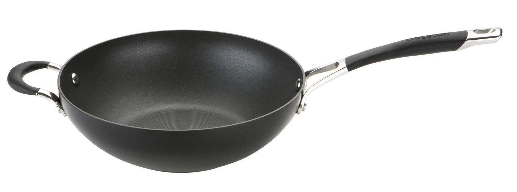 Circulon Momentum Wokpfanne Induktion 26 cm - Wok - Induktionspfanne - Soft-Grip-Griffe, Ofenfest, Spülmaschinenfest -hartanodisiertes Kochgeschirr - 26cm, Schwarz