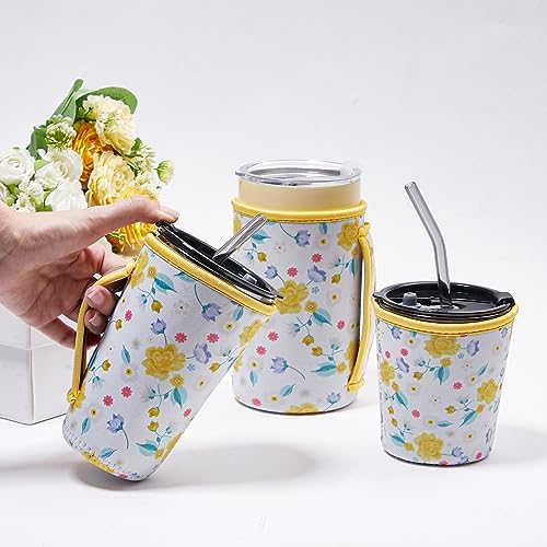 Image of 3-Piece Reusable Insulated Iced Coffee Sleeves Fits 16-32 oz cold drinks