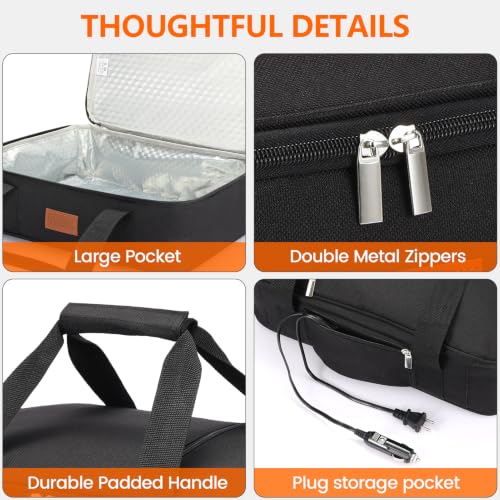 Image of Food Warmer Electric Casserole Carrier - Large Heated Lunch Bag for Car Truck,12V /24V /110V,Thermos for hot Food for Potluck Cookouts Parties Picnic,Lasagna Lugger,Fits 9 inchx13 inch Baking Pan (Black)