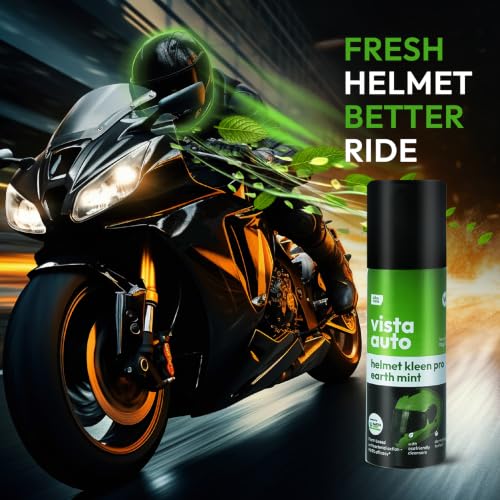 Image of Vista Auto Helmet Cleaner Pro - Earth Mint 125 ml | Helmet Cleaner Spray for Bike Helmets | Helmet Deodorizer | Removes Sweat Smell | Antibacterial Helmet Freshener | Natural Plant-Based Formula
