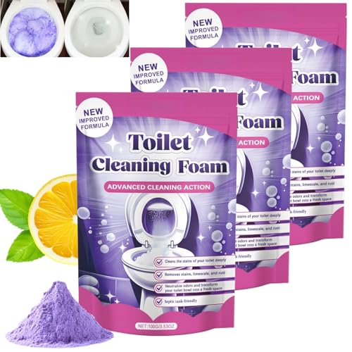 3PCS Toilet Cleaner Toilet Cleaning Foaming Powder Foam T/oilets Powder F/oam T/oilets Cleaner No Touch To/ilets Cleaning P/owder To/ilet Bowl C/leaner Limescale Remover