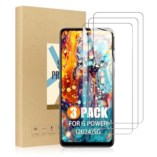 SCL Protector de pantalla para Moto G Power 5G 2024 Motorola G Power 2024 Verre Trempé, [3 unidades] vidrio templado 9H totalmente transparente, antiarañazos, menos huellas, compatible con fundas