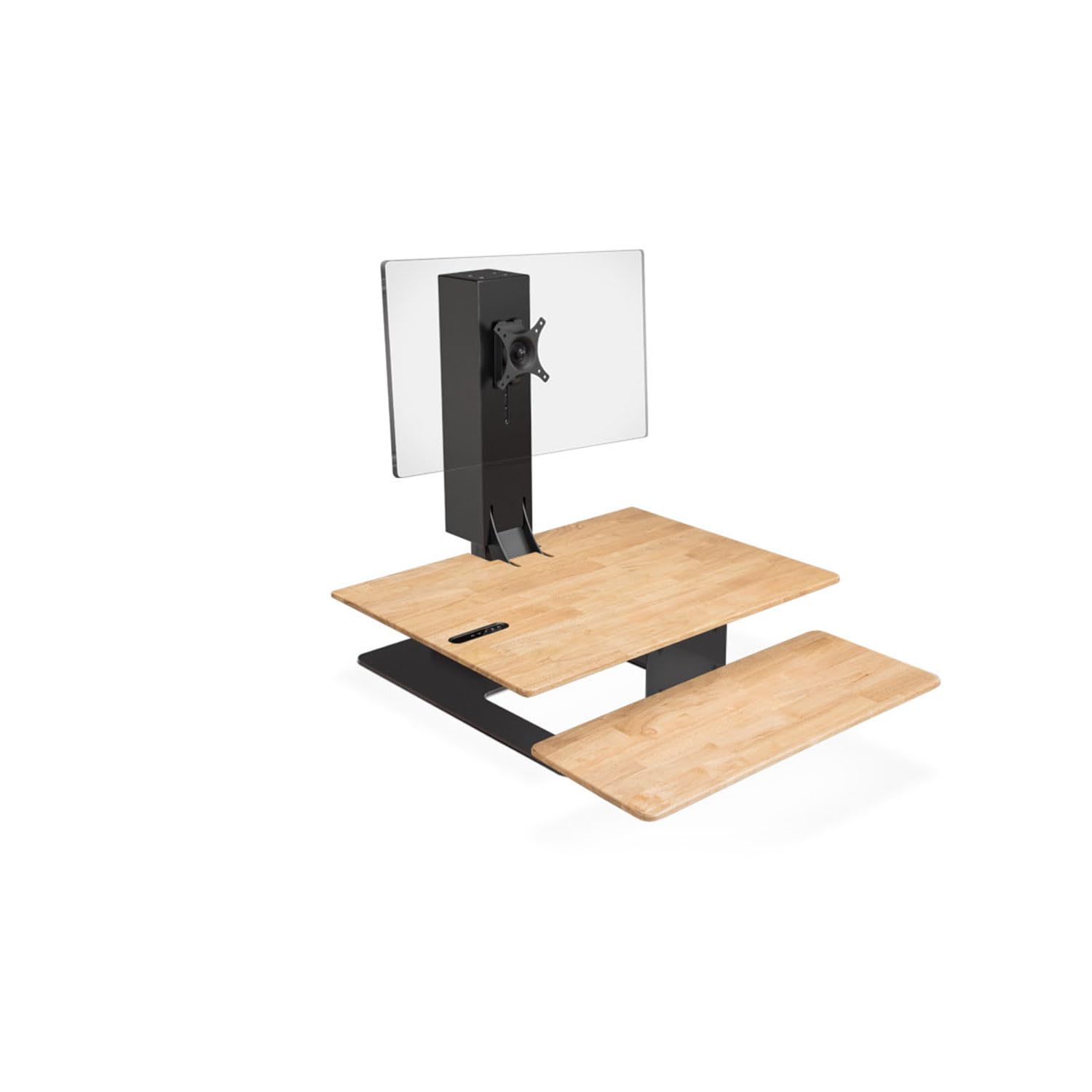 Uplift Desk - E7 Electric Standing Desk Converter, Black Base, Natural Rubberwood Worksurface (Single Monitor)