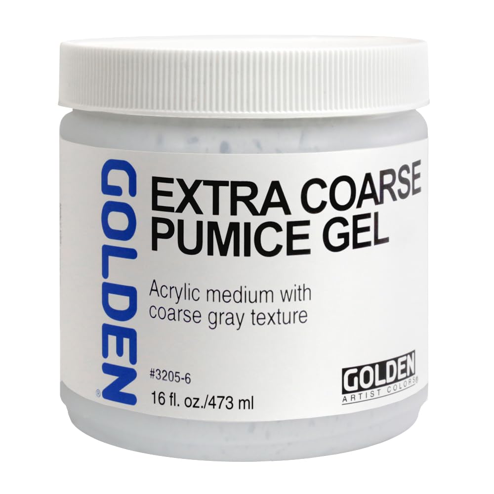 Extra Coarse Pumice Gel by GOLDEN, 16 fl. oz. Jar, Professional Acrylic Gel Medium, Opaque