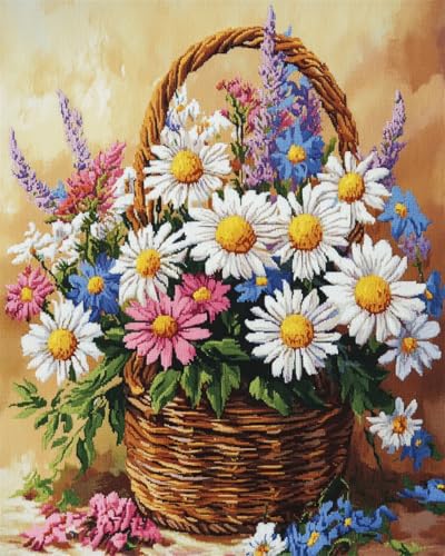 Kit broderie au point de croix marguerites anti-stress peinture perlee maison