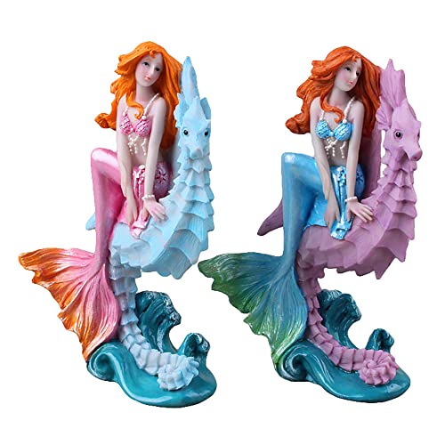 Bcsiuhd Aquarium Ornament - Seahorse Mermaid Decorations,Fish Tank Supplies Accessories,Mythical Mermaid Decor,Mermaid Gifts For Girls, Mediterranean Princess Statue Home Decoration（Blue） #TOP5