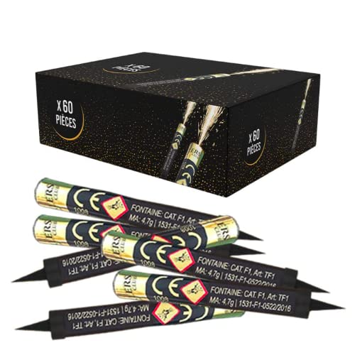Lot de 60 Fontaines à Gateaux Scintillantes durée 60 Secondes pour Gateaux et Bouteilles de Champagne, Bougie lumineuse d'ambiance pour anniversaire 1 Minute...