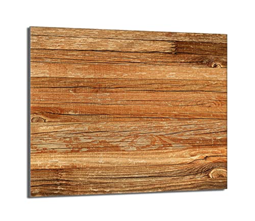 DarHaus Placa protectora de vitrocerámica 60 x 52 cm 1 pieza cocina eléctrica universal para inducción protección contra salpicaduras tabla de cortar de vidrio templado como decoración, MADERA