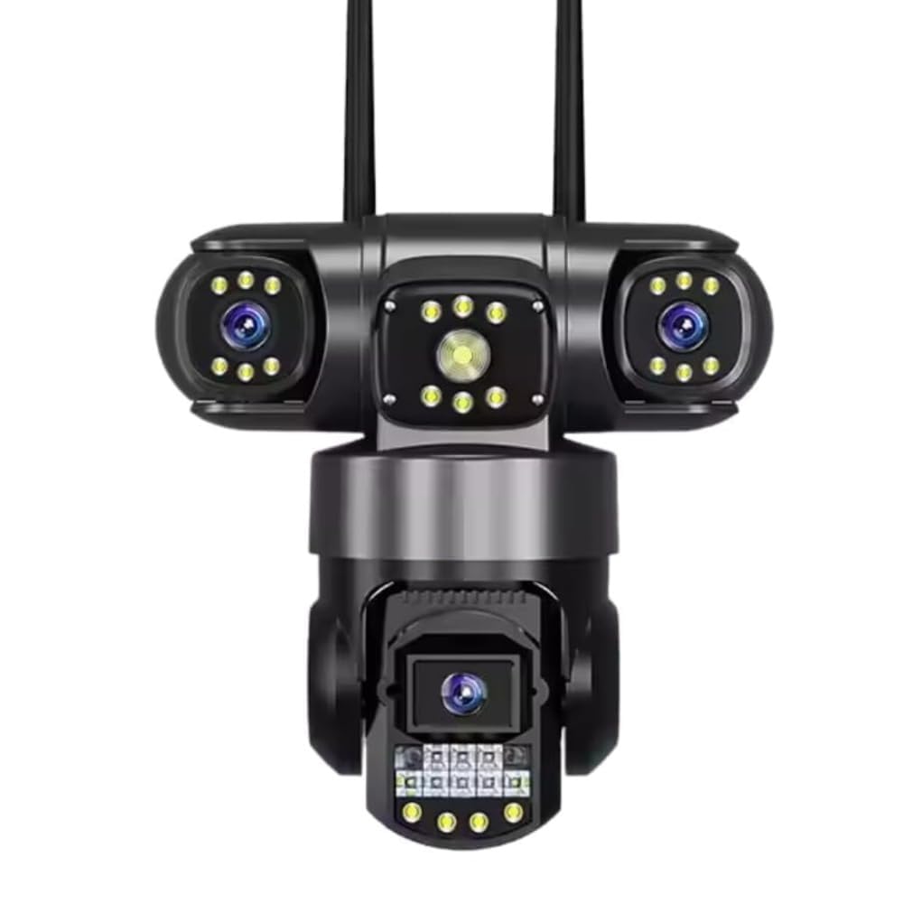 full hd 360 degree pan-tilt | triple lens & screen | 2-way talk | 4g sim 3-in-1 cctv camera (3 * 5mp) | dual side cameras (180 degree rotation) | home security camera