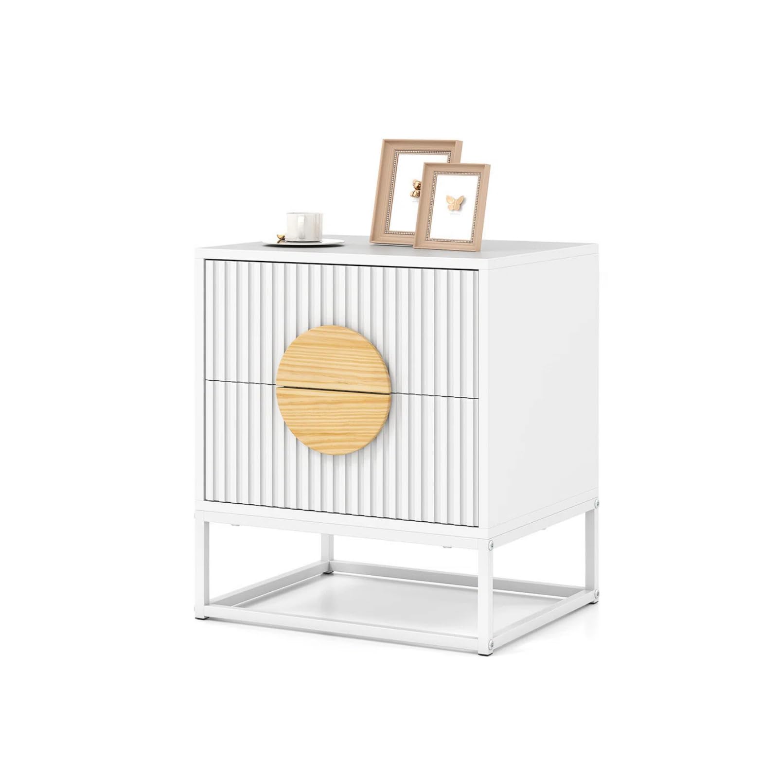 KOMFOTTEU Tables Chevet, 2 Tiroirs, Tables d'Appoint, Blanc