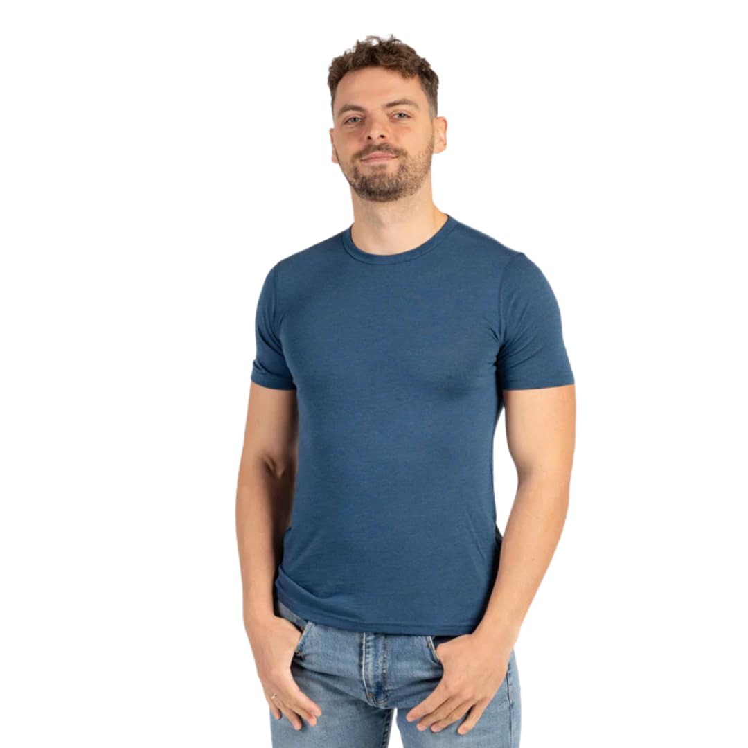 menique Herren Kurzarm T-Shirt Rundhals Leichtes Top 100% Merinowolle