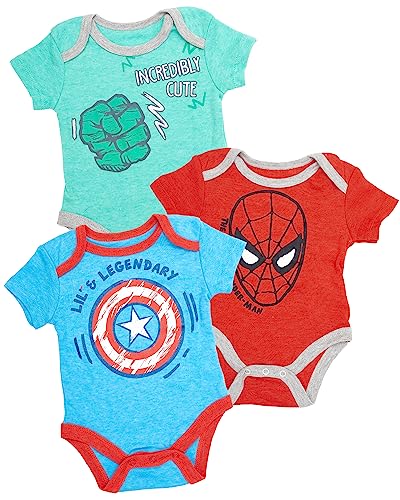 Image of Marvel Baby Boys Bodysuit Three Pack - The Hulk Spiderman Captain America Clothes