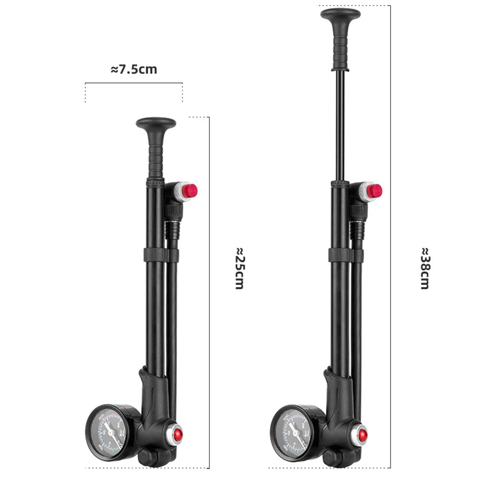 Fahrradpumpe mit 300 PSI Manometer, Kompakte Fahrradpumpe mit Presta- und Schrader-Ventilen, Mini-Fahrradreifen-Standpumpe für Rennrad, Mountainbike