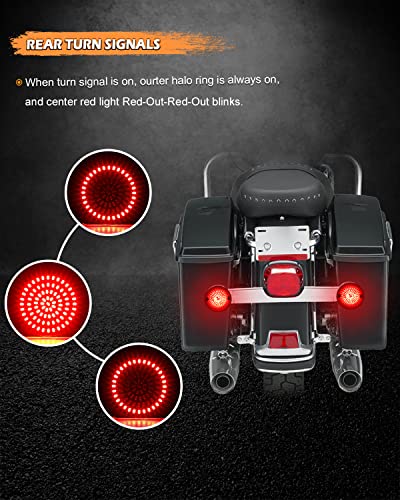 Image of NTHREEAUTO 1157 LED Front Rear Turn Signals, 2 Inch Bullet + 3-1 /4 Inch Flat Smoked Turn Signal Light Lens Compatible with Harley Dyna Softail Sportster Road King Street Glide Touring 1986-2023