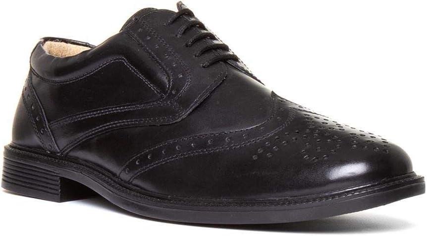 George Oliver Mens Black Leather Brogue Shoe