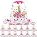 12 Pack Unicorn Drawstring Party Bag, Unicorn Drawstring Backpacks Gifts Bags Birthday Party Supplies Favor Bag for kids Children Girls Baby Shower