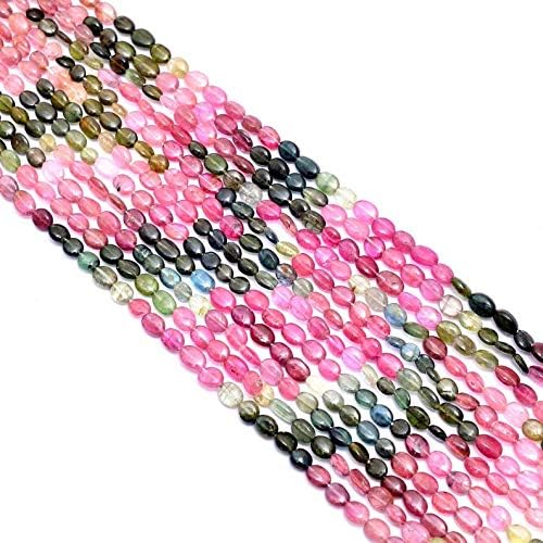 AAA+ Multi Tourmaline Gemstone 3x5mm Smooth Oval Beads | 14" Strand | Natural Watermelon Tourmaline Semi Precious Gemstone Loose Oval Beads