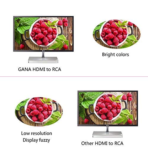 GANA HDMI a RCA, 1080P HDMI to AV 3RCA CVBs Adaptador de Convertidor de Audio y Video Compuesto Que Admite PAL/NTSC con Cable de Carga USB(Negro)